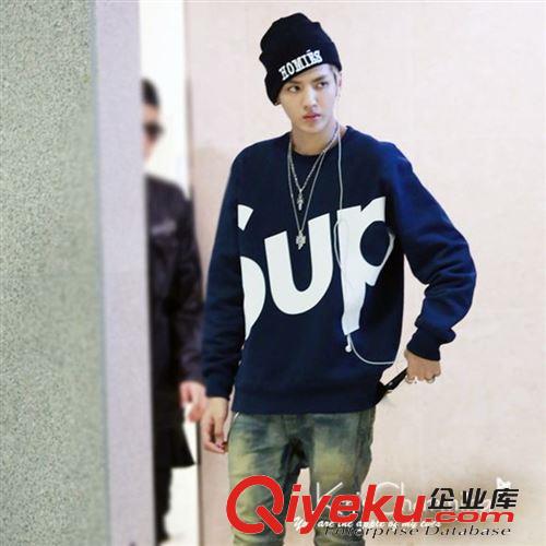 EXO-M 樸燦烈 同款 Supreme 國旗全棉連帽秋冬新款寬松情侶衛衣