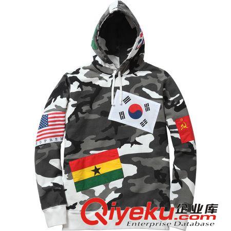 EXO 樸燦烈鹿晗明星同款FW13 迷彩國旗全棉加絨韓版時尚衛衣原始圖片3
