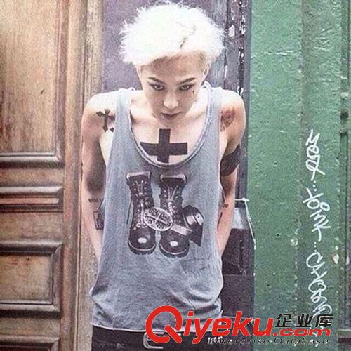 BIGBANG GD 權志龍同款 CROCKED MV 同款涂鴉大頭鞋搖滾個性背心原始圖片2