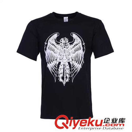 爆款品質男裝批發 2014夏裝新款潮牌休閑酷鷹印花圓領短袖t恤 男原始圖片2