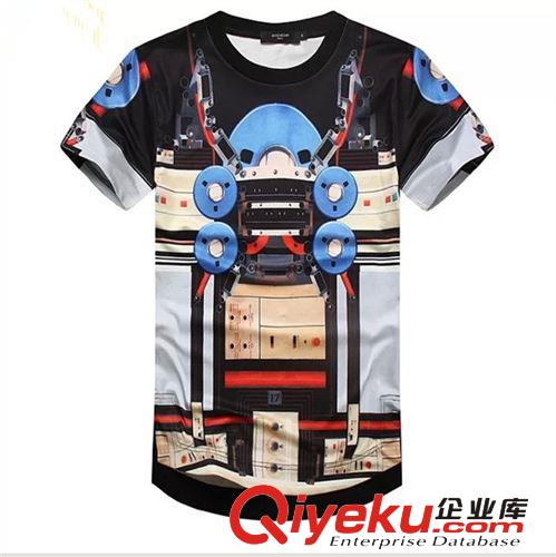 2014夏季新款潮牌修身個性時尚機械3D立體動感圖案男圓領短袖t恤原始圖片2
