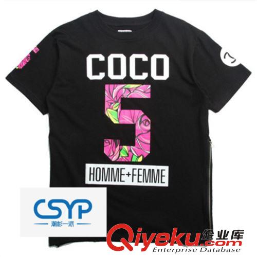高品質2014夏裝新品男女款CO彩色5字母印花短袖T恤情侶裝批發原始圖片2