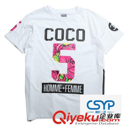 高品質2014夏裝新品男女款CO彩色5字母印花短袖T恤情侶裝批發原始圖片3
