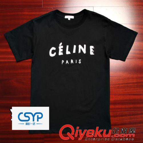 高品質潮男裝批發2014新款夏裝CELIN字母情侶裝短袖T恤 男女同款原始圖片3