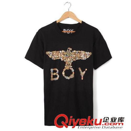 高品質潮牌男裝 2014夏裝新款寶石老鷹字母 純棉情侶男女短袖t恤原始圖片3