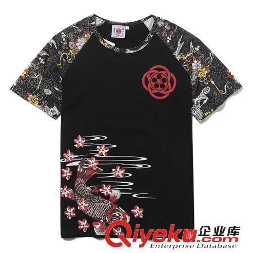 2014夏裝日本潮牌男裝爆爛娘系列 櫻花鯉魚 新花袖 短袖t恤男批發(fā)原始圖片2