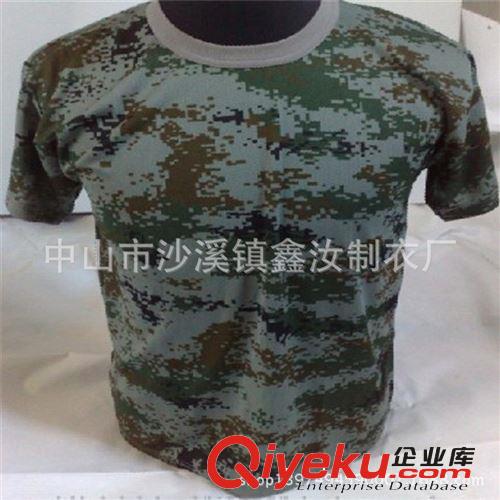 中山工廠定做男裝短袖迷彩服 加工外貿(mào)全滌運動圓領(lǐng)T恤軍綠色原始圖片3