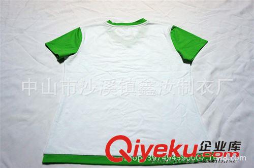 廠家訂做拉架棉nvz女裝T恤 訂做外貿(mào)logo短袖V領(lǐng)衫拼色文化衫定制原始圖片3