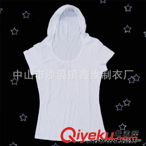 廠家訂做拉架全棉連帽女裝T恤短袖 黃色廣告衫上衣定制 外貿加工