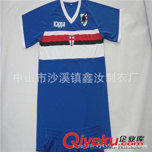 廠家訂做親少年短袖V領(lǐng)足球服套裝  定制廣告禮品外貿(mào)服裝原始圖片2