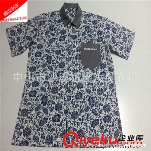 廠家定制男式全棉花布襯衫 訂做外貿(mào)短袖夏威夷團隊休閑襯衫