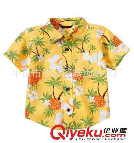廠家訂做滿版印花沙灘襯衫 定制外貿全棉戶外短袖夏威夷男女服裝