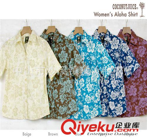 供應女裝全棉短袖襯衫時尚滿版印花工作服裝定制做 中山外貿批發