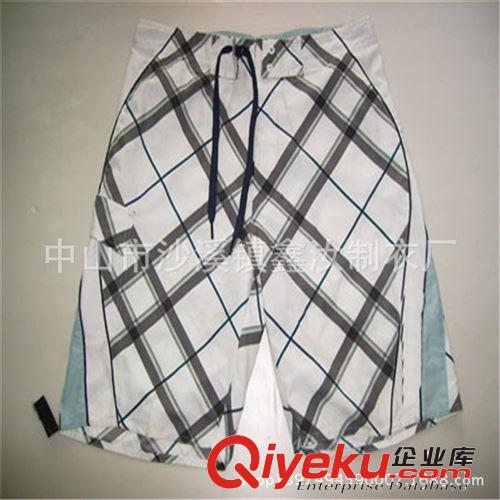 廠家訂做夏威夷沙灘褲 全棉滿版印花格子短褲定制 外貿(mào)男女梭織褲原始圖片2