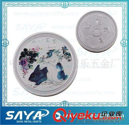 供應(yīng)鋅合金兔年促銷禮品紀(jì)念幣，印刷紀(jì)念幣