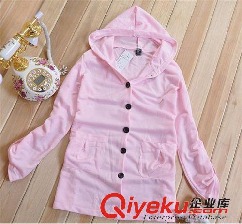 服裝廠家定做 女士短款全棉連帽衛(wèi)衣 拉鏈開衫 可來版定做