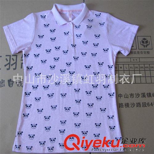 新款滿版印花女士短袖T恤 休閑純棉女式翻領(lǐng)POLO 翻領(lǐng)T恤定做