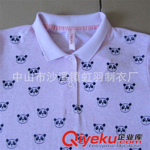 新款滿版印花女士短袖T恤 休閑純棉女式翻領(lǐng)POLO 翻領(lǐng)T恤定做