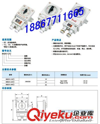 BHZ51-25/3鋁合金防爆倒順開關原始圖片2