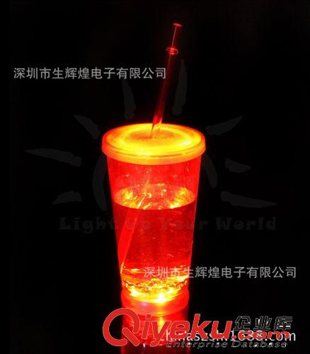 供應(yīng)450ML（16OZ）雙層透明吸管杯發(fā)光星巴克杯子 外貿(mào)出口品質(zhì)