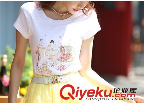 淘寶熱賣女裝韓版圓領(lǐng)刺繡工藝潮短袖女式T恤衫原始圖片2