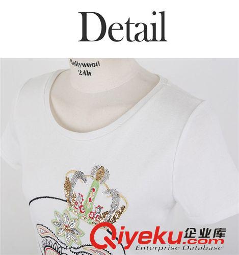 淘寶熱賣(mài) 2014夏時(shí)尚新品潮流骷髏頭刺繡圓領(lǐng)女式短袖T恤批發(fā)原始圖片3