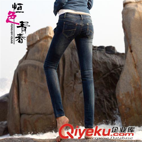 2014春季女裝彈力顯瘦小腳褲貓須磨破韓國牛仔褲女式緊身鉛筆長褲原始圖片3