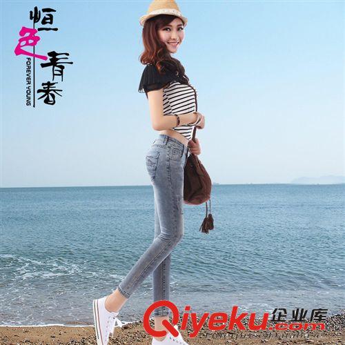 2014春夏新款修身女式牛仔褲鉛筆褲小腳褲九分褲彈力女褲廠家熱銷原始圖片3