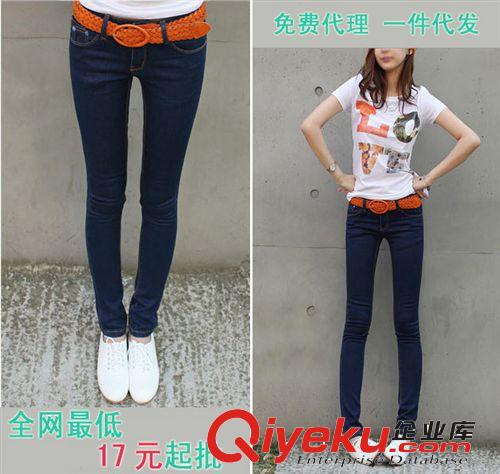 免費(fèi)女式牛仔褲代理 一件代發(fā) 純黑色百搭小腳鉛筆褲 牛仔褲批發(fā)