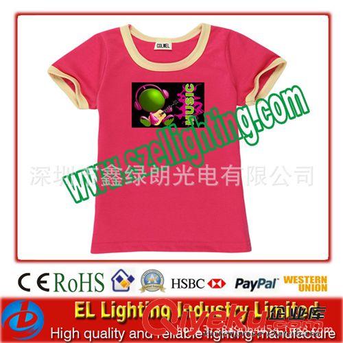 深圳廠家供應(yīng)elT恤，el冷光聲控發(fā)光T恤，EL女裝發(fā)光T恤原始圖片2