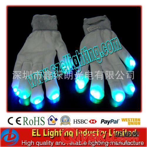 廠家直銷七彩發光手套   led發光手套