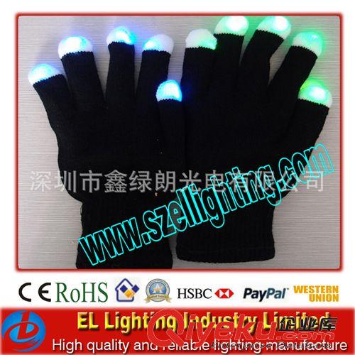 7彩霓虹LED發光手套,出口型LED手套，深圳廠家直銷原始圖片2