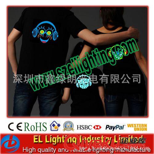 廠家直銷el 冷光片，無線發光T恤，發光衣服，配專業無線驅動器原始圖片2