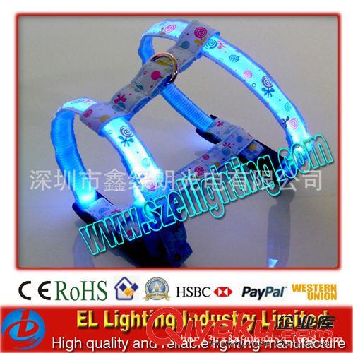 【廠家直銷】寵物用品批發(fā) XS胸背帶，led發(fā)光寵物胸背帶