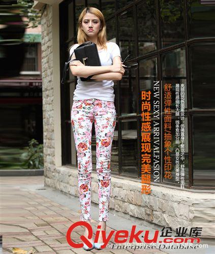 2014新款花褲子印花韓版休閑褲女長(zhǎng)褲子顯瘦小腳鉛筆褲 批發(fā)A106原始圖片2