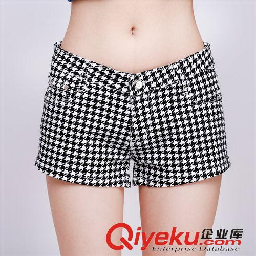 新款牛仔短褲女夏季歐美千鳥格短褲女式牛仔褲 廠家批發牛仔褲女原始圖片3