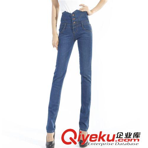 2014新款牛仔褲女式高腰收腹褲彈力修身顯瘦牛仔褲 長(zhǎng)褲 一件代發(fā)