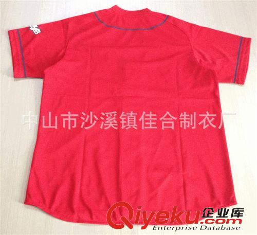 中山廠家訂做外貿(mào)新款立領(lǐng)單排扣紅色棒球服 男式棒球衫樣品實(shí)拍原始圖片3