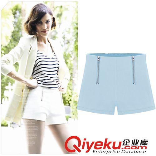 2014夏季新款大碼高腰雙拉鏈休閑短褲歐美女打底熱褲472原始圖片3