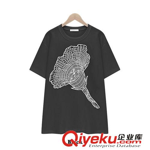 新款夏季歐美寬松時(shí)尚花朵印花顯瘦純棉圓領(lǐng)短袖T恤潮女470原始圖片2