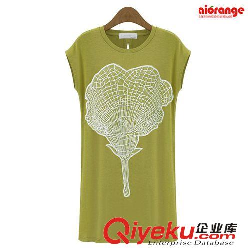 新款夏季歐美寬松時(shí)尚花朵印花顯瘦純棉圓領(lǐng)短袖T恤潮女470