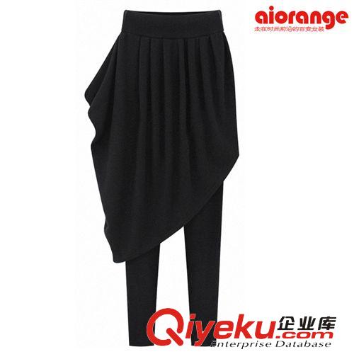 秋冬新款英倫風氣質(zhì)女裝純棉不規(guī)則裙擺假兩件打底裙褲打底褲k052原始圖片2