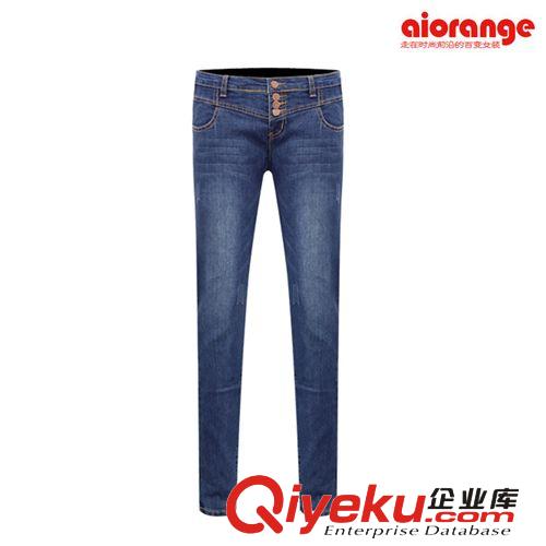 4P 新款韓版加大碼彈力四排扣休閑牛仔褲女顯瘦鉛筆小腳褲長褲子