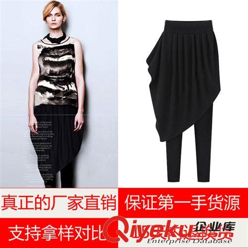 秋冬新款英倫風氣質女裝純棉不規則裙擺假兩件打底裙褲打底褲k052原始圖片3