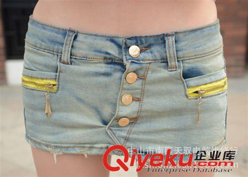 2014夏季新款韓版個性顯瘦牛仔裙褲 破洞牛仔熱褲裙褲 提臀裙褲原始圖片3