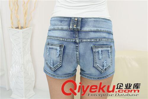 691爆款外貿原單日韓女裝批發(fā) 彈力修身破洞女式牛仔短褲 熱 褲原始圖片2