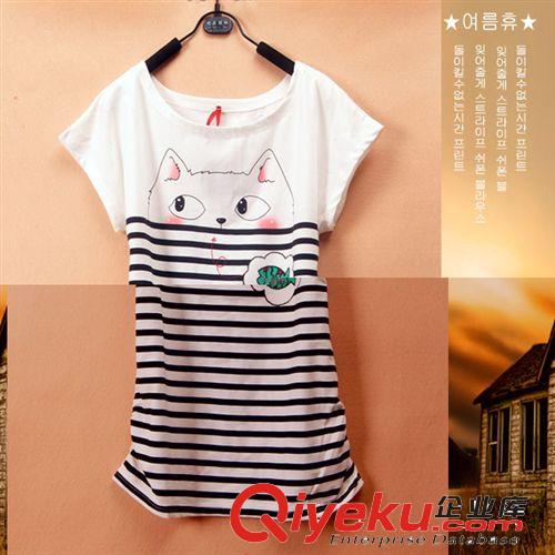 2014新款夏 時(shí)尚新款可愛(ài)卡通圓領(lǐng)休閑純棉寬松蝙蝠袖短袖T恤批發(fā)原始圖片2