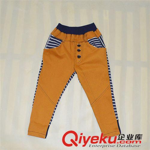 2013春款批發(fā)韓版純棉拼接條紋中大童褲 外貿(mào)童褲新品 潮