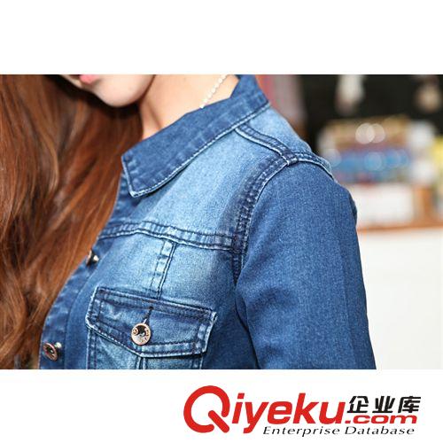 V8852#四季款女裝牛仔休閑修身短款牛仔外套 翻領(lǐng)顯瘦牛仔衣外套原始圖片3