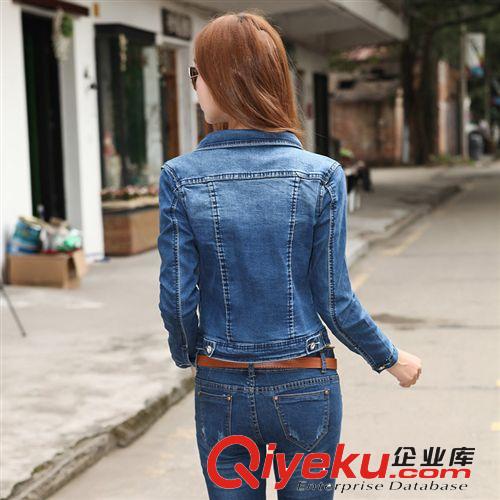 V8837#翻領(lǐng)顯瘦短外套 四季款女裝牛仔休閑修身短款牛仔上衣外套原始圖片2